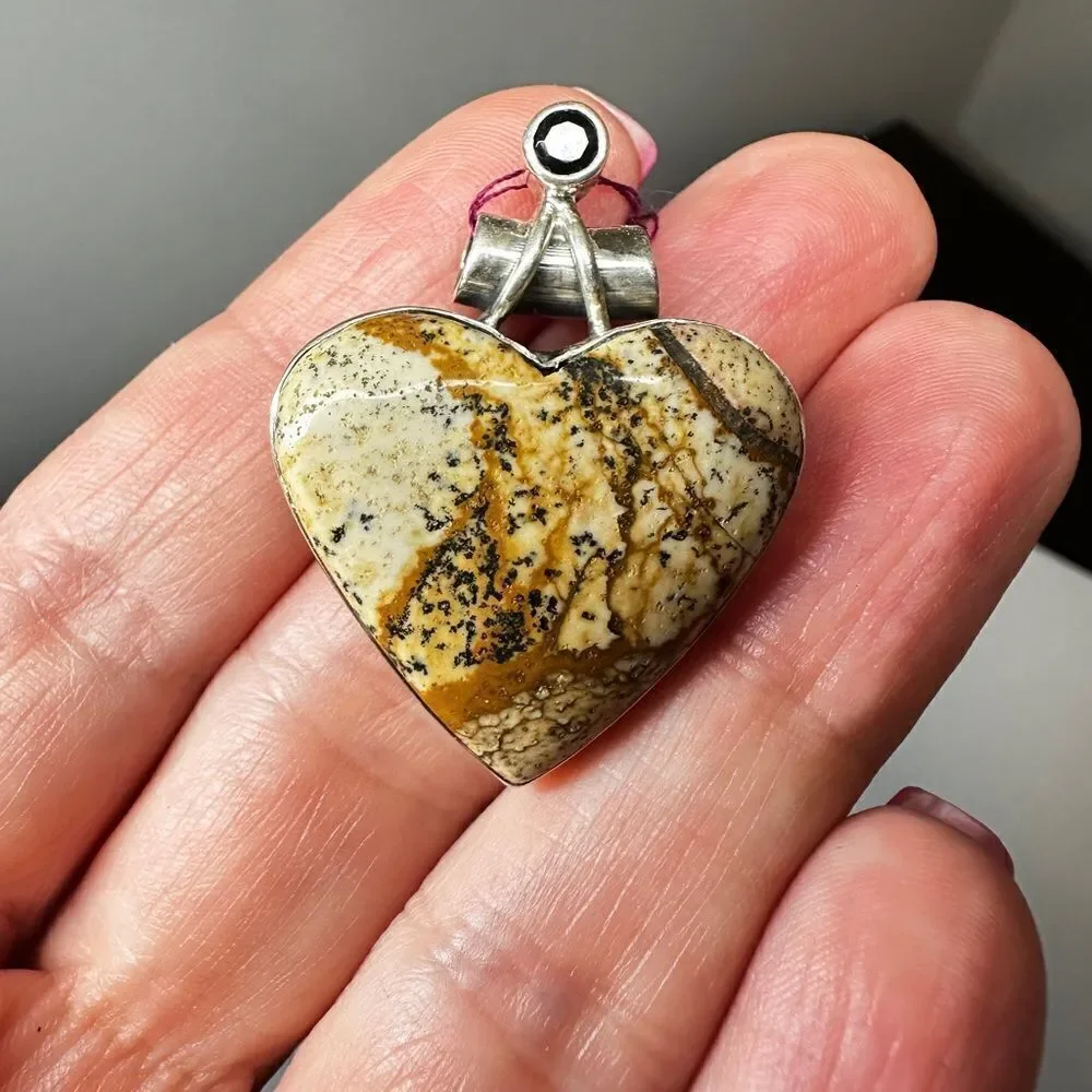 Silver jasper and onyx in sterling‎ silver pendant!